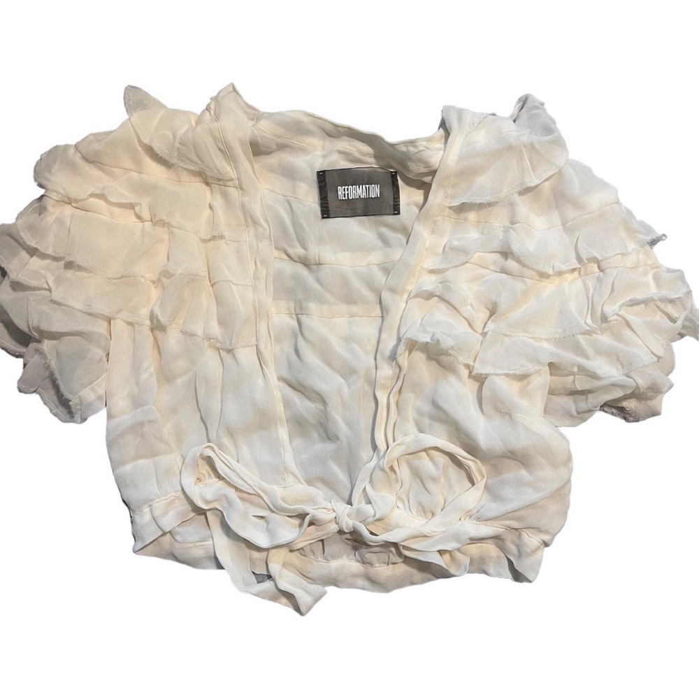 Reformation Rosedale Ruffle Top in Ivory Size Medium - Picture 7 of 7